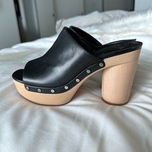 Vince Camuto Haydorn Platform Mules - Black Leather Size 7 -- NWOT